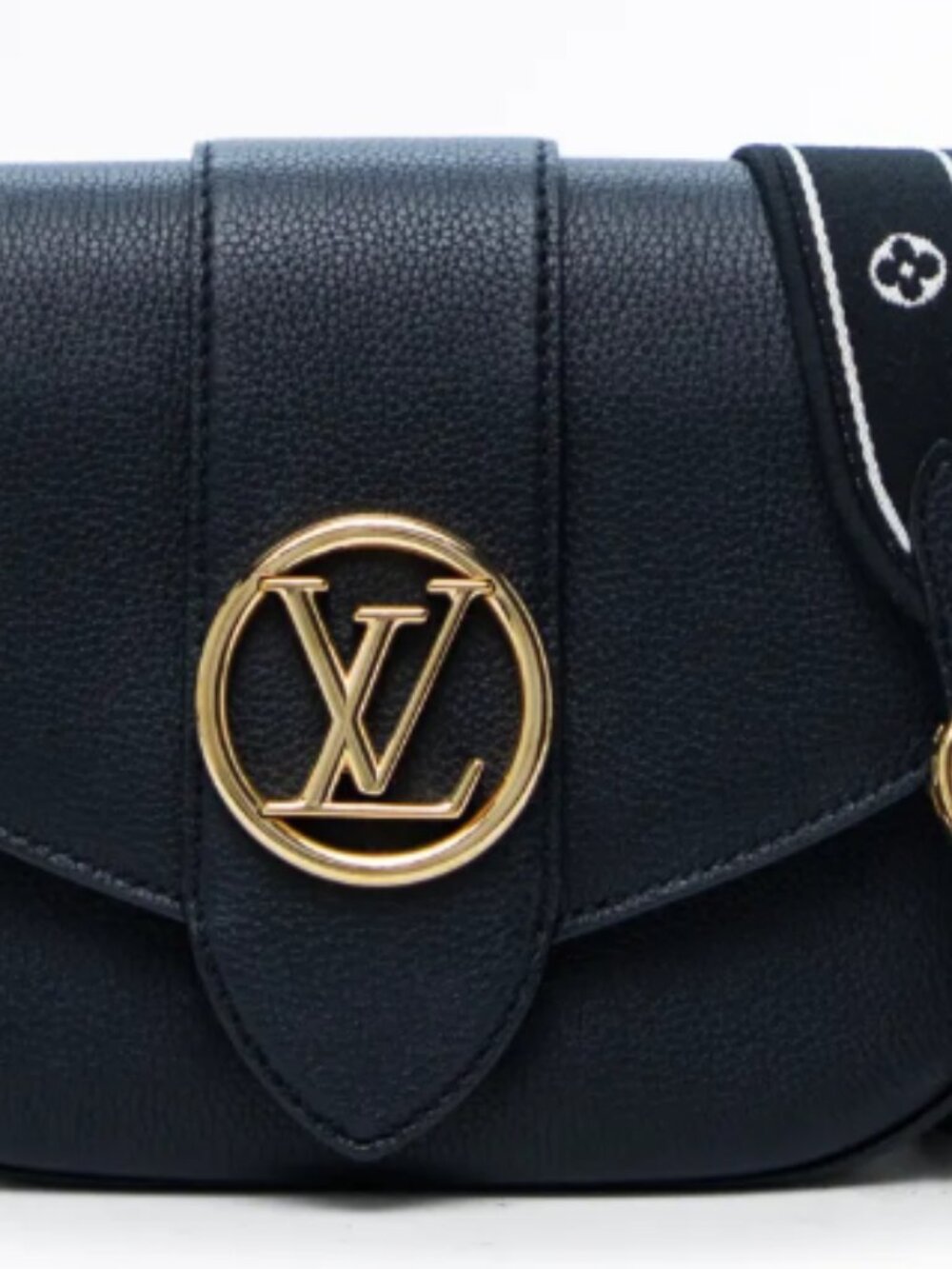Louis Vuitton Grained Calfskin LV Pont 9 Soft MM Bleu Marine